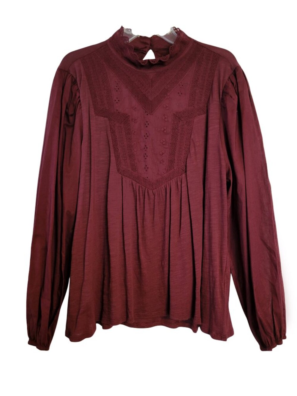 Cupio Tawnyport Cotton Modal Lace Mock Neck Peasant Top